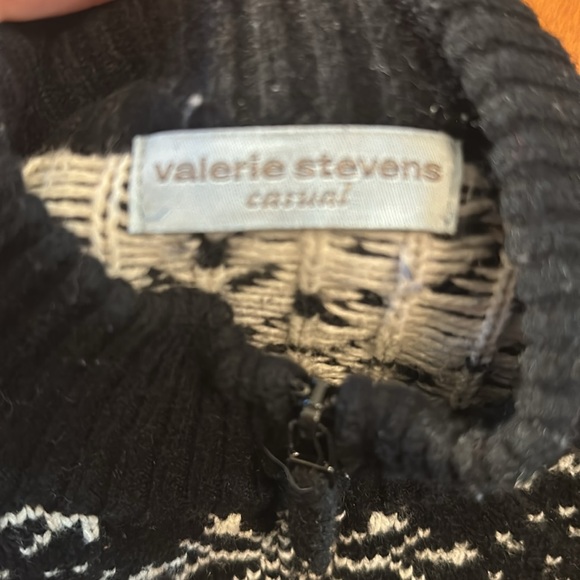 Valerie Stevens Snowflake Black White Cardigan XL - Picture 5 of 6